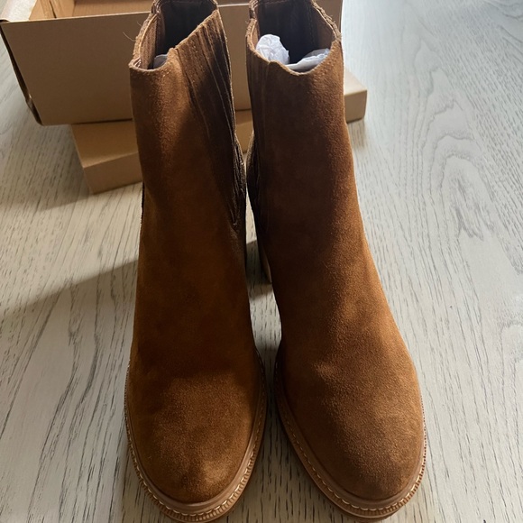 Steve Madden Lenny Suede Ankle Boots Chestnut - Picture 2 of 7